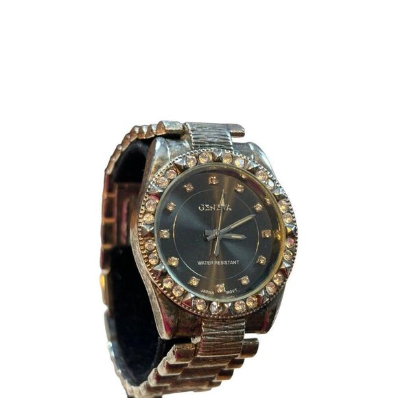 Geneva Women's Water Resistant Silver-Tone Watch With Crystal Accents - Picture 3 of 11